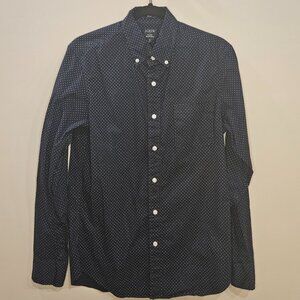 J.Crew Slim Fit Dark Blue Polka Dot Long Sleeve Shirt - Size Small